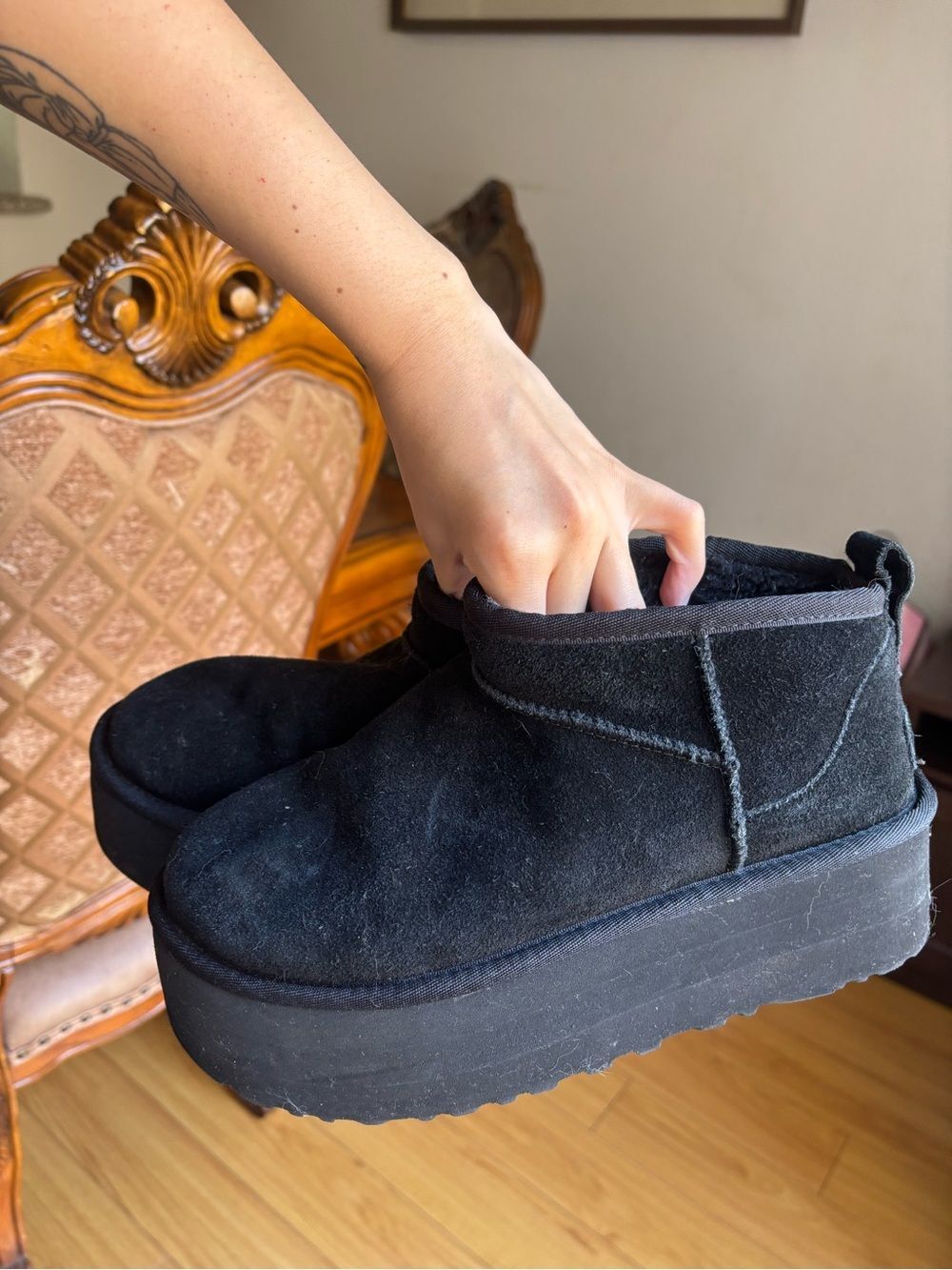 UGG Black Platform Suede Boots